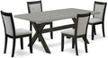 East West Furniture X697MZ606-5 5 Piece Kitchen Table Set for 4 Includes a Rectangle Dining Table with X-Legs and 4 Shitake Linen Fabric Parson Dining Chairs, 40x72 Inch, Multi-Color