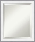 Amanti Art Bathroom Mirror for Over Sink, 23x19 Maya White Silver Rectangle Vanity Mirror, Small Modern Contemporary Frame, Hangs Horizonally and Vertically, Bathroom Wall Decor, Beveled Edge