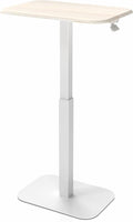 ERGOHOME™ ELEVANCE TABLE™ Height Adjustable Side Table for Couch or Bed, Laptop Table - Small End Table Office Coffee Table - C-Shaped Sofa Side Table with Multi-Function (White Base & Washed Oak Top)