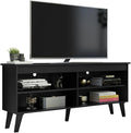 Madesa Compact TV Stand Cabinet with 4 Shelves and Cable Management for 50, 55 Inch TV Media Storage Unit Living Room and Bedroom Modern Wooden Television Media Console - Black