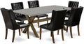 East West Furniture X797FO749-7 7 Piece Kitchen Table Set Consist of a Rectangle Dining Table with X-Legs and 6 Black Faux Leather Parson Dining Room Chairs, 40x72 Inch, Multi-Color