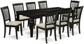 East West Furniture LGDA9-BLK-C 9 Piece Dining Room Table Set Includes a Rectangle Kitchen Table with Butterfly Leaf and 8 Linen Fabric Upholstered Dining Chairs, 42x84 Inch, Black