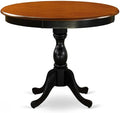 East West Furniture AMAB3-BCH-06 3 Piece Dining Table Set for Small Spaces Contains a Round Kitchen Table with Pedestal and 2 Shitake Linen Fabric Upholstered Chairs, 36x36 Inch, Black & Cherry