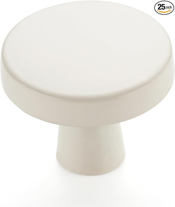 Ravinte 25 Pack Drawer Pulls 1-1/4 Inch Kitchen Cabinet Knobs Solid Round Dresser Drawer Knobs White Dresser Knobs Simple Cabinet Hardware for Cupboard