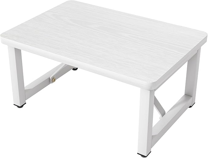 Step Stool, Small Step Stool for Adults, Wood and Metal Foot Stool, One Stepping Stool for Bedside Sofa Side, 400 LBS Load Heavy Duty Step, White