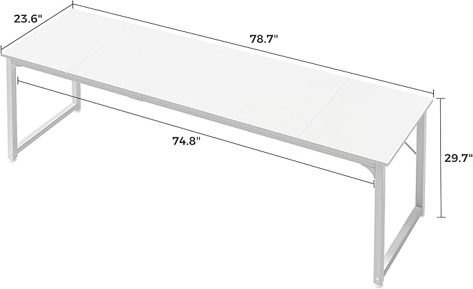 Huuger Computer Desk, 80 Inch Office Desk, Gaming Desk with Storage, Writing Desk Work Desk for Home Office, Study, Long Simple Desk, Large Legroom, Metal Frame, White