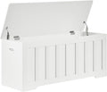 43.3" Storage Chest Extra Large,Storage Trunk with 2 Safety Hinges,Wooden Storage Bench,Shoe Bench,43.3x15.7x19.1 Inch,Easy Assembly,Storage Bench for Bedroom,Living Room,entryway(White).