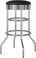 TRINITY Heavy Duty 30-Inch Backless Swivel Bar Stool for Kitchen, Garage, or Workshop, Chrome Finish with Faux Leather Seat, 1 Pack Pre-Assembled, Black