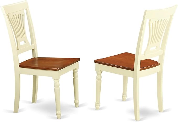 East West Furniture DLPL3-BMK-W 3 Piece Kitchen Table Set for Small Spaces Contains a Round Dining Table with Dropleaf and 2 Dining Room Chairs, 42x42 Inch, Buttermilk & Cherry