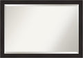 Amanti Art Brown Bathroom Mirror for Over Sink, 28x40 Furniture Espresso Narrow Rectangle Vanity Mirror, Large Casual Frame, Hangs Horizonally and Vertically, Bathroom Wall Decor, Beveled Edge