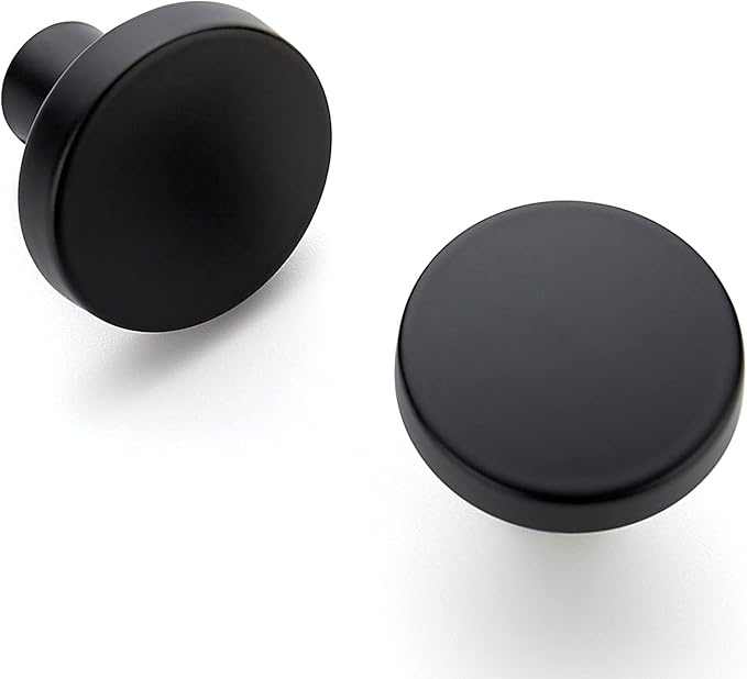 Ravinte 40 Pack 1-1/4 Inch Kitchen Cabinet Knobs Solid Round Dresser Drawer Knobs Matte Black Dresser Knobs Simple Cabinet Hardware for Cupboard Drawer Pulls