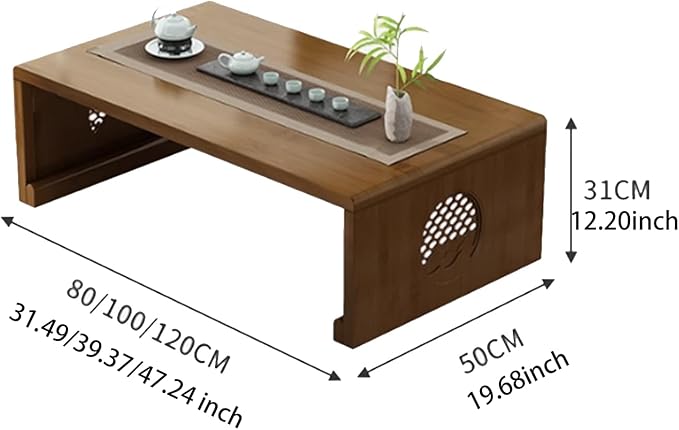 Folding Coffee Table Foldable Japanese Floor Table Low Table for Living Room,Dining Room,Tea,Tatami,Home Decoration (39.37 * 19.68 * 12.2 INCH)