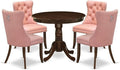 East West Furniture ANDA5-AWA-23 5 Piece Dinette Set Consists of a Round Dining Table with Pedestal and 4 Polyester Fabric Parson Kitchen Chairs, 36x36 Inch, Antique Walnut