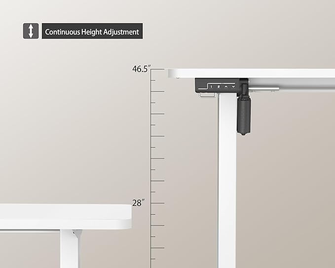 Electric Standing Desk Adjustable Height, 48x24 Inches Sit Stand up Desktop for Home Office, Ergonomic Rising Computer Table with Memory Preset, White