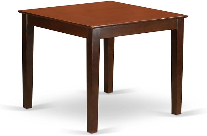 East West Furniture OXEN3-MAH-18 3 Piece Dining Room Table Set Contains a Square Wooden Table and 2 Dark Coffee Linen Fabric Upholstered Parson Chairs, 36x36 Inch, Mahogany