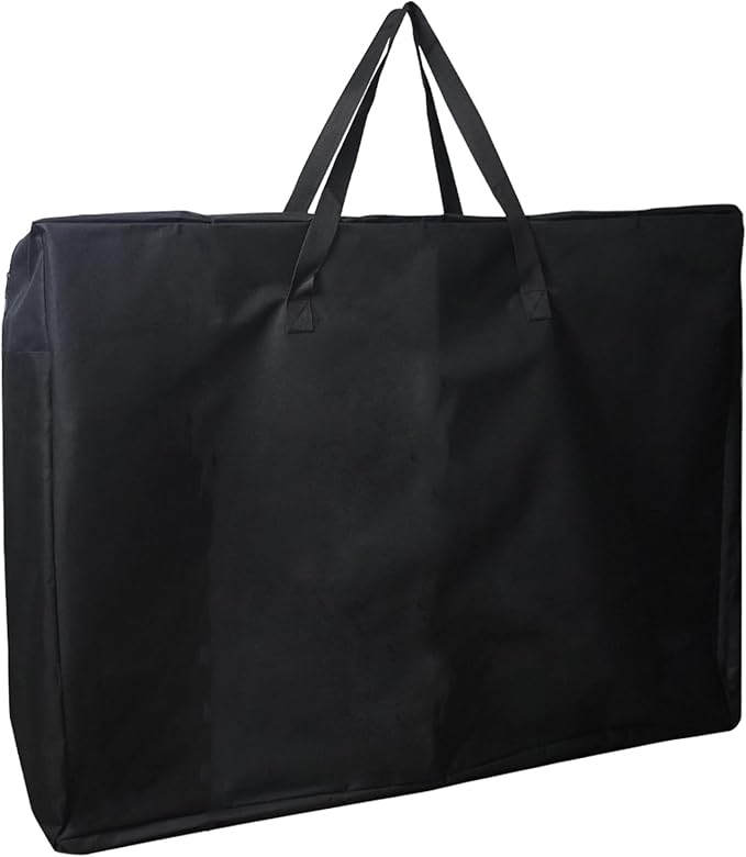 Folding Table Storage Bag, 25" D X 25" W X4.5 H Waterproof Heavy Duty Carrying Bag for 4ft Folding Tables, Picnic/Camp Tables Cover with Durable Zipper & Shoulder Strap, Black