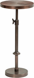 Kate and Laurel Engles Traditional Adjustable-Height Pedestal Drink Table; 10 x 10 x 30; Bronze; Vintage Round Indoor Metal Plant Stand with Embossed Sunburst Pattern