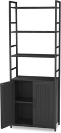 Black Bookshelf with Doors,70" Tall Bookcase with Storage Cabinet,6 Tier Book Shelf for Living Room/Bedroom/Office/Kitchen,70"(H)*26"(L)*11.8"(W)