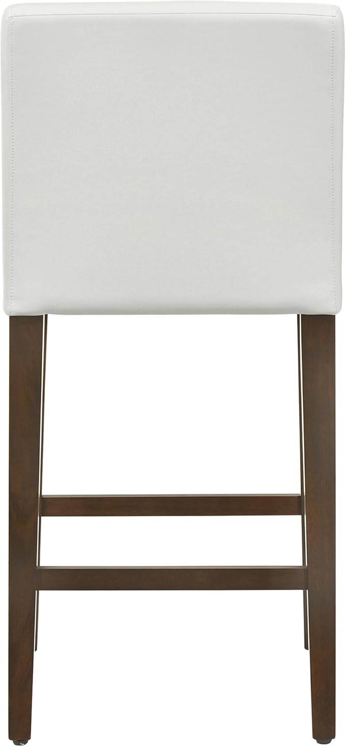 CHITA Counter Height Bar Stools Set of 2, 27" H Seat Height Upholstered Barstools, PU Leather in White