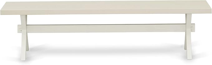 East West Furniture X027MZ015-6 6 Piece Kitchen Table Set Contains a Rectangle Dining Table with X-Legs and 4 Baby Blue Linen Fabric Parson Chairs with a Bench, 40x72 Inch, Multi-Color