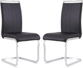 Dining Chairs Set, Kitchen Modern Metal Chairs with Faux Leather Padded Seat High Back and Sturdy Chrome Legs, Chairs for Dining Room (Black, Set of 2)