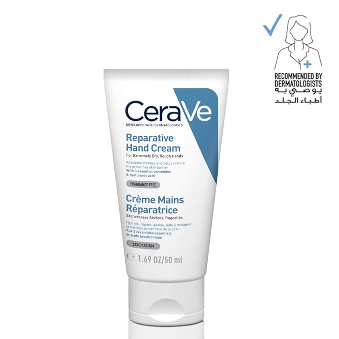 CeraVe Therapeutic Hand Cream for Dry Cracked Hands With Hyaluronic Acid and Niacinamide,Fragrance Free 3 Ounce,(Pack of 2)
