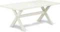 East West Furniture X027AB264-7 7 Piece Dining Set Consist of a Rectangle Dining Room Table with X-Legs and 6 White Faux Leather Upholstered Parson Chairs, 40x72 Inch, Multi-Color