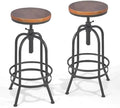 Set of 2-Industrial Bar Stool-Retro 26-32.3inch Swivel Stools-Extra Tall Kitchen Chair-Bar Counter Height Adjustable-Fully Welded (Black 2PCS)