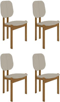Manhattan Comfort Mid-Century Modern Gales Dining Chair with Solid Wood Legs in Greige - Set of 4