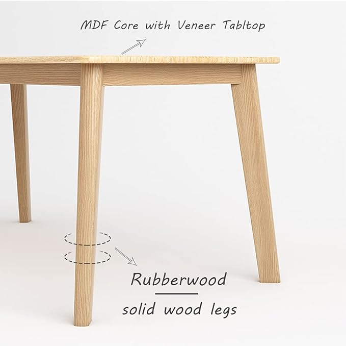 IOTXY Simple Wooden Writing Desk - Modern Minimalist Style PC Laptop Computer Workbench with Solid Wood Legs, 47" W Home Office Work Table for TV Stand Music Video Live Broadcast Workstation, White