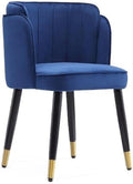 Manhattan Comfort Zephyr Modern Velvet Dining Chair, Solid Wood Frame with Gold-Tipped Splayed Legs, High Density Foam Padding, Vintage Design, Tulip Inspired Accent Furniture, Royal Blue