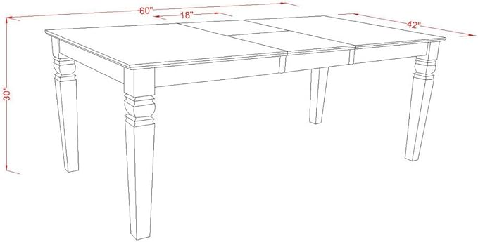 East West Furniture WEAD5-LWH-LC 5 Piece Dining Table Set for 4 Includes a Rectangle Kitchen Table with Butterfly Leaf and 4 Faux Leather Upholstered Chairs, 42x60 Inch, Linen White
