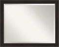 Amanti Art Brown Wall Mirror 26x32 Furniture Espresso Narrow Rectangle Bathroom Mirror for Wall Decor Living Room, Large Casual Frame, Hangs Horizonally and Vertically, Bathroom Decor, Beveled Edge