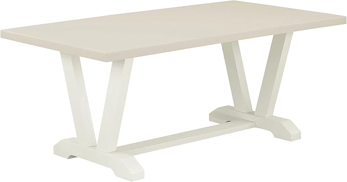 East West Furniture V027MZ001-9 9 Piece Modern Dining Table Set Includes a Rectangle Wooden Table with V-Legs and 8 Cream Linen Fabric Parsons Dining Chairs, 40x72 Inch, Multi-Color