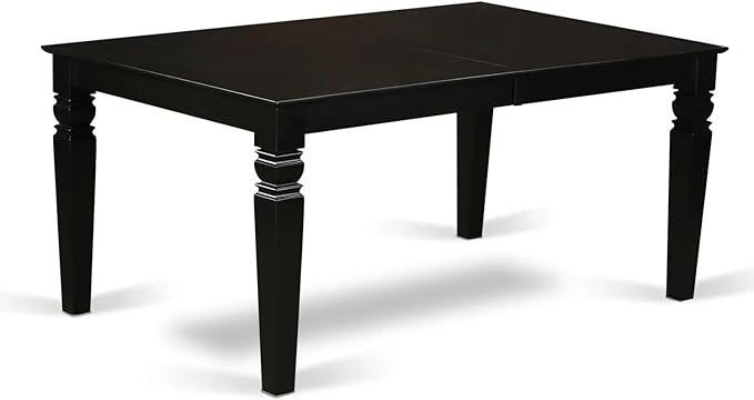 East West Furniture LGX27-BLK-30 -7 Piece Dining Set Includes a Rectangular Kitchen Table with Black Tabletop and 6 Stackable Polyester Fabric Chairs, Black