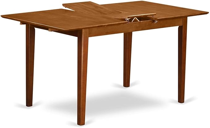 East West Furniture PSNA3-SBR-C 3 Piece Kitchen Table Set Contains a Rectangle Dining Room Table with Butterfly Leaf and 2 Linen Fabric Upholstered Dining Chairs, 32x60 Inch, Saddle Brown