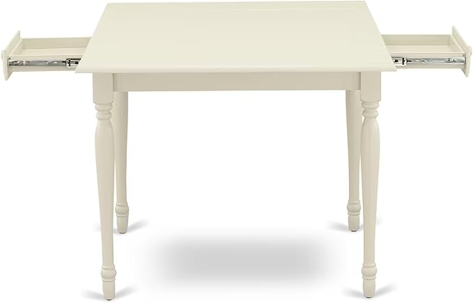 East West Furniture MZCL5-LWH-W 5 Piece Dinette Set for 4 Includes a Rectangle Dining Room Table with Dropleaf and 4 Dining Chairs, 36x54 Inch, Linen White
