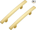 30 Pack Cabinet Handles 3" Hole Center - Curved Cabinet Pulls Brushed Brass Drawer Pulls for Kitchen Cupboard Solid Handles for Dresser Drawer Arch Closet Hardware