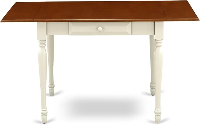 East West Furniture MZKE3-WHI-W 3 Piece Dining Table Set for Small Spaces Contains a Rectangle Dining Room Table with Dropleaf and 2 Wood Seat Chairs, 36x54 Inch, Buttermilk & Cherry