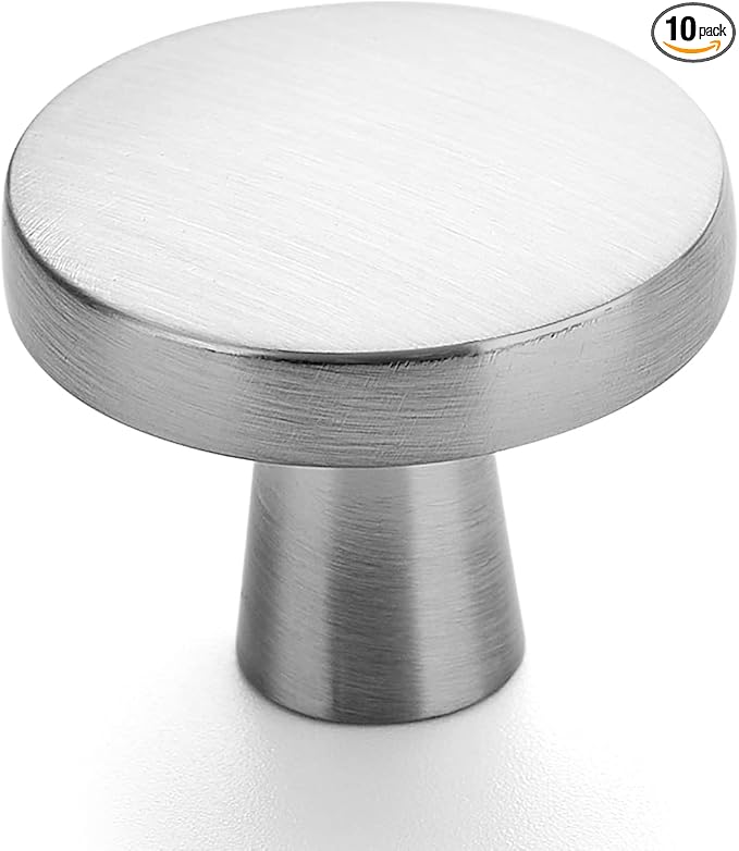 Ravinte 10 Pack Drawer Pulls 1-1/4 Inch Kitchen Cabinet Knobs Brushed Nickel Round Dresser Drawer Knobs Solid Dresser Knobs Drawer Knobs Simple Cabinet Hardware for Cupboard Drawer Pulls
