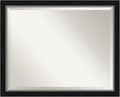 Amanti Art Black Bathroom Mirror for Over Sink, 25x31 Eva Black Silver Narrow Rectangle Vanity Mirror, Large Modern Contemporary Frame, Hangs Horizonally and Vertically, Bathroom Wall Decor, Beveled