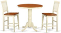 East West Furniture EDVN3-WHI-W 3 Piece Counter Height Dining Table Set Contains a Round Wooden Table with Pedestal and 2 Kitchen Dining Chairs, 30x30 Inch, Buttermilk & Cherry