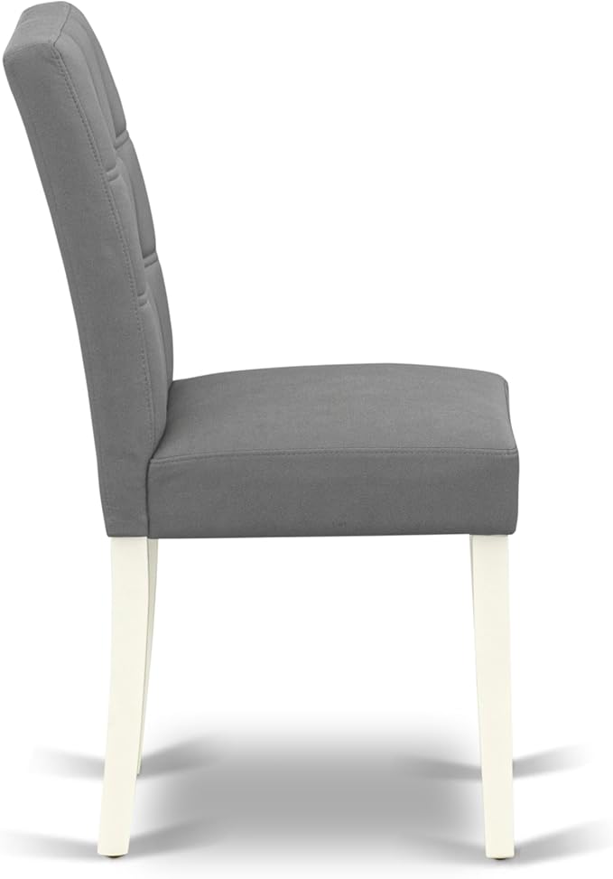 East West Furniture DOAS7-LWH-41 7 Piece Modern Dining Table Set Includes A Wood Table and 6 Platinum Gray Polyester Fabric Padded Chairs with Stylish Back- Linen White Finish