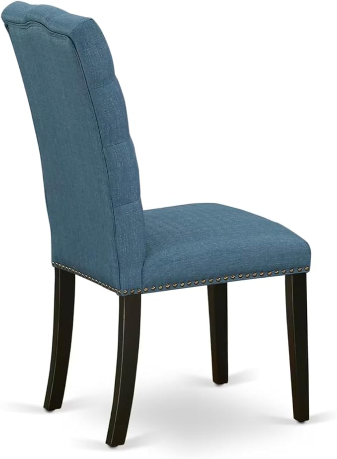 East West Furniture V627EL121-5 5 Piece Kitchen Table Set for 4 Includes a Rectangle Dining Room Table with V-Legs and 4 Blue Linen Fabric Upholstered Chairs, 40x72 Inch, Multi-Color