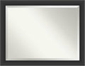 Amanti Art Black Bathroom Mirror for Over Sink, 36x46 Sloped Black Rectangle Vanity Mirror, X-Large Modern Contemporary Frame, Hangs Horizonally and Vertically, Bathroom Wall Decor, Beveled Edge