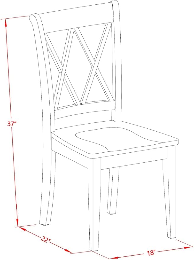 East West Furniture MLCL5-MAH-W 5 Piece Kitchen Table & Chairs Set Includes a Rectangle Dining Room Table with Butterfly Leaf and 4 Solid Wood Seat Chairs, 36x54 Inch, Mahogany