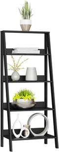 Madesa Modern 5-Tier Ladder Shelf Pantry Storage Space 24 Inch Wooden Free Standing Bookshelf Utility Shelves for Home Office Study Room and Kitchen - Black
