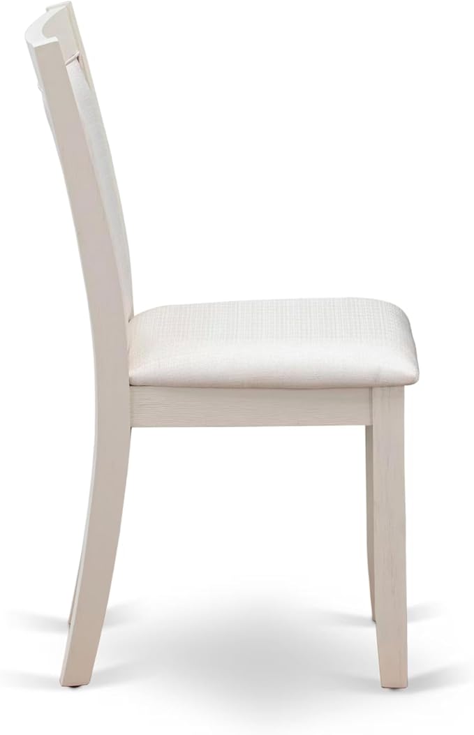 East West Furniture V077MZ001-9 9 Piece Modern Dining Table Set Includes a Rectangle Wooden Table with V-Legs and 8 Cream Linen Fabric Parson Dining Chairs, 40x72 Inch, Multi-Color