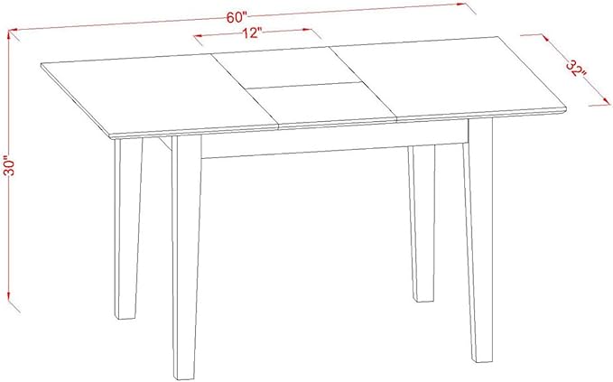 East West Furniture PSNO5-MAH-C 5 Piece Kitchen Table & Chairs Set Includes a Rectangle Dining Table with Butterfly Leaf and 4 Linen Fabric Dining Room Chairs, 32x60 Inch, Mahogany