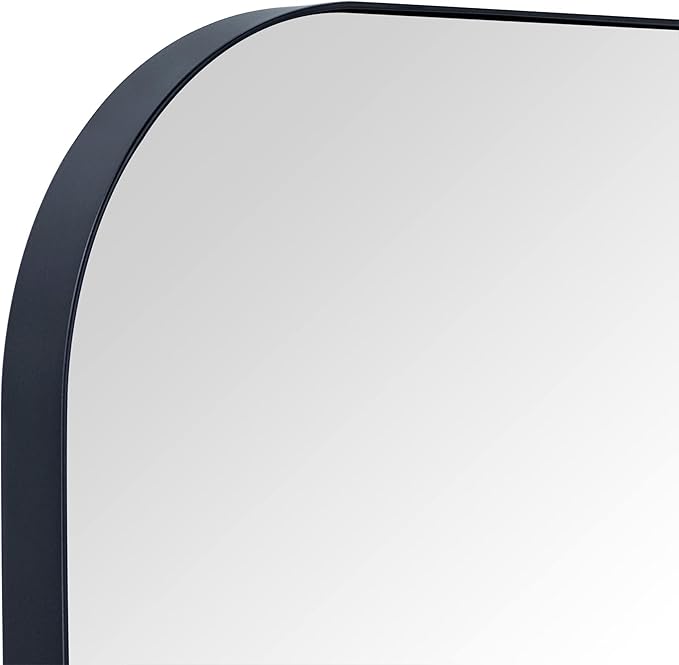 34x40'' Large Matte Black Arched Mantel Mirror Rounded Corner Wall Mirror for Bathroom, Living Room or Powder Room